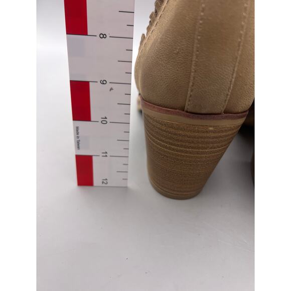 Mia Carrol Womens Taupe Stacked Heeled Fringe Pull On Ankle Booties Size 11 - Picture 5 of 10